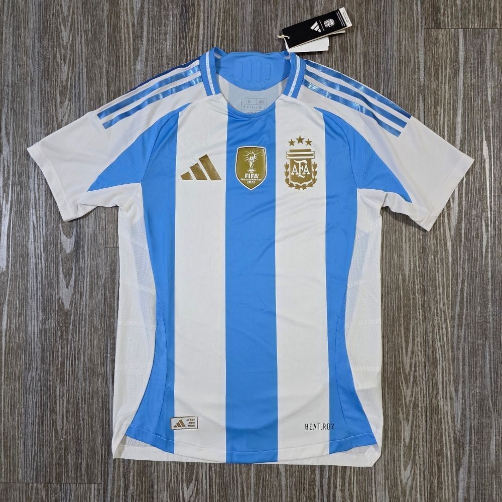 Adidas Argentina 2024 Home Jersey FIFA Soccer World Cup Messi Small S Blue White